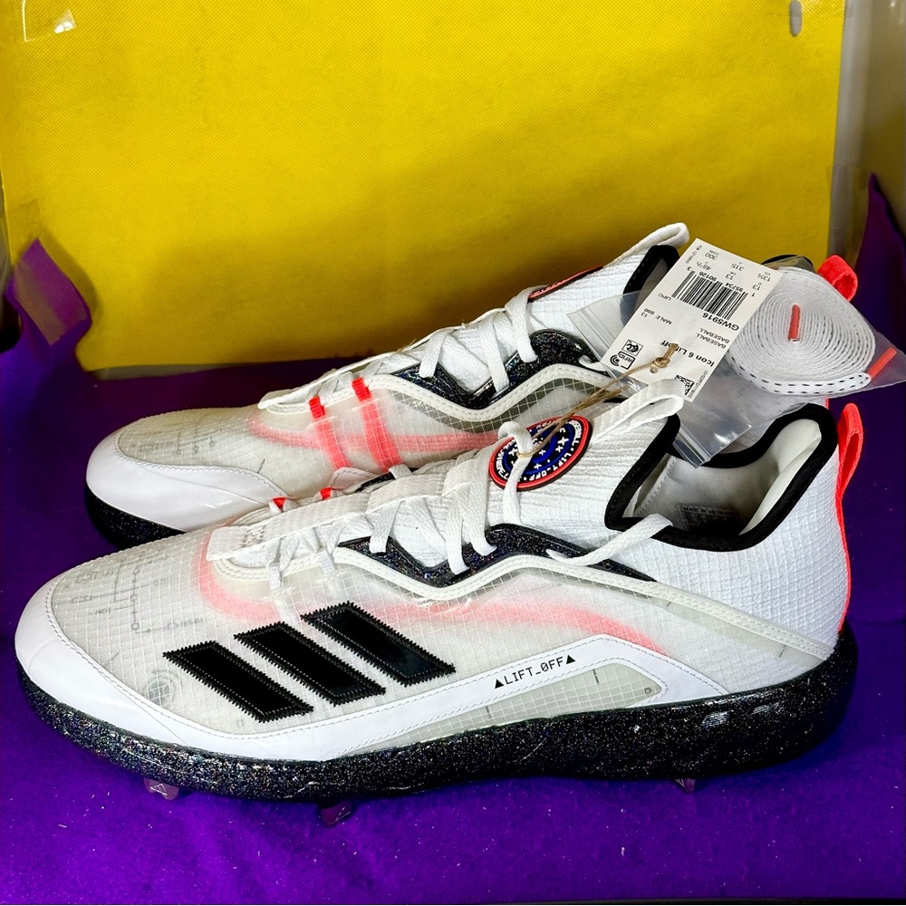 Adidas Icon 6 Liftoff Baseball White Black Cleats Shoes Men's Sz 13.5 GW5916 New